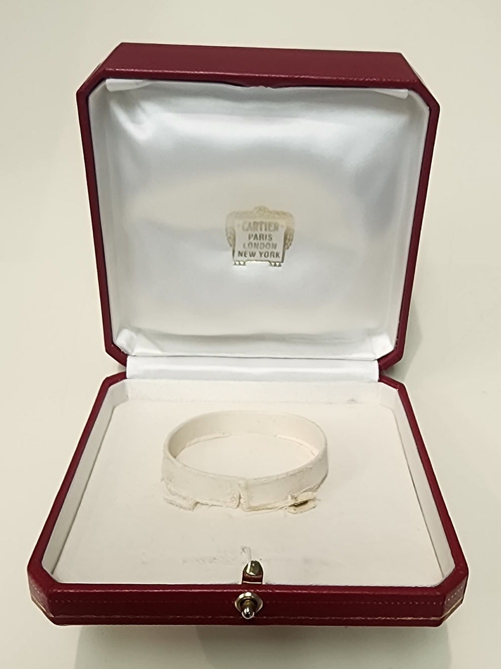 Cartier White Leather Bracelet in Red Presentation Box